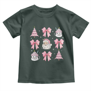 Pink Christmas Coquette Bow Baby Shirt Santa Festive Xmas Vibe TS02 Dark Forest Green Print Your Wear