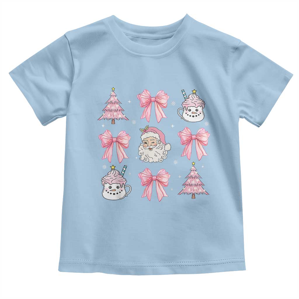 Pink Christmas Coquette Bow Baby Shirt Santa Festive Xmas Vibe TS02 Light Blue Print Your Wear