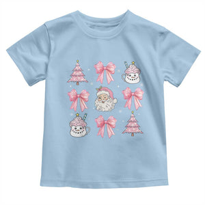 Pink Christmas Coquette Bow Baby Shirt Santa Festive Xmas Vibe TS02 Light Blue Print Your Wear