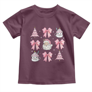Pink Christmas Coquette Bow Baby Shirt Santa Festive Xmas Vibe TS02 Maroon Print Your Wear