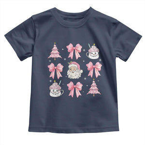 Pink Christmas Coquette Bow Baby Shirt Santa Festive Xmas Vibe TS02 Navy Print Your Wear