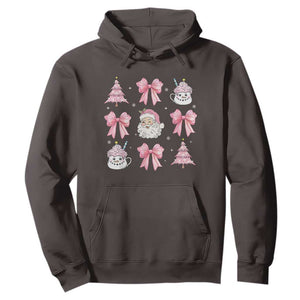 Pink Christmas Coquette Bow Hoodie Santa Festive Xmas Vibe TS02 Dark Chocolate Print Your Wear