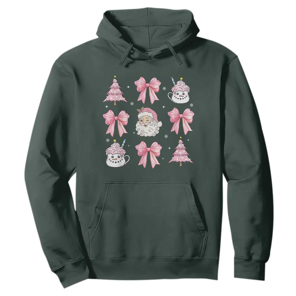 Pink Christmas Coquette Bow Hoodie Santa Festive Xmas Vibe TS02 Dark Forest Green Print Your Wear