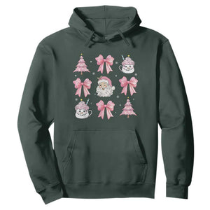 Pink Christmas Coquette Bow Hoodie Santa Festive Xmas Vibe TS02 Dark Forest Green Print Your Wear