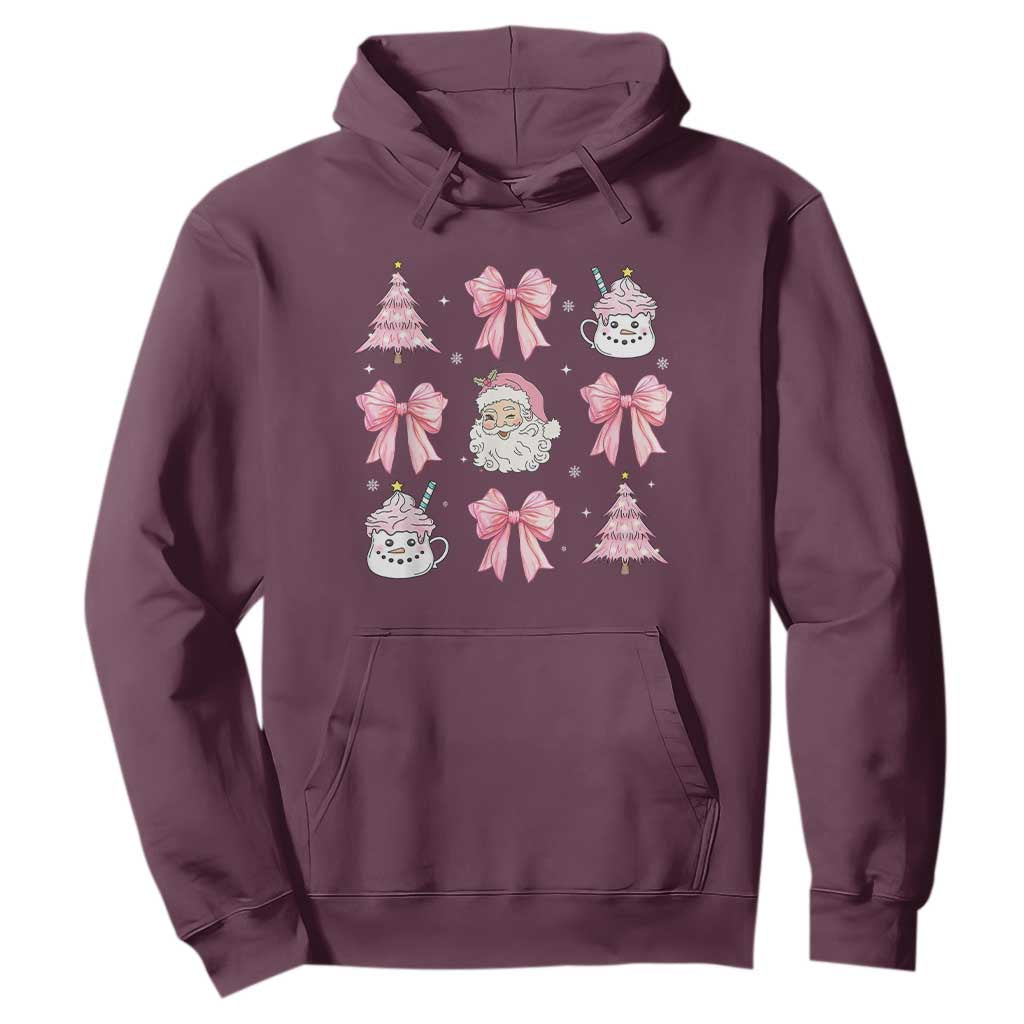 Pink Christmas Coquette Bow Hoodie Santa Festive Xmas Vibe TS02 Maroon Print Your Wear