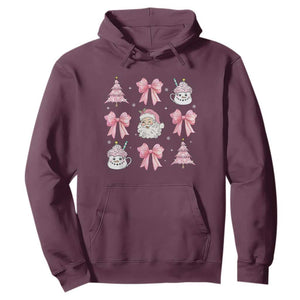 Pink Christmas Coquette Bow Hoodie Santa Festive Xmas Vibe TS02 Maroon Print Your Wear