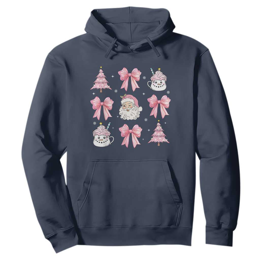 Pink Christmas Coquette Bow Hoodie Santa Festive Xmas Vibe TS02 Navy Print Your Wear