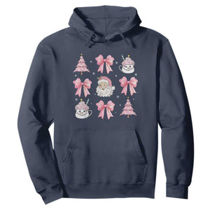 Pink Christmas Coquette Bow Hoodie Santa Festive Xmas Vibe TS02 Navy Print Your Wear