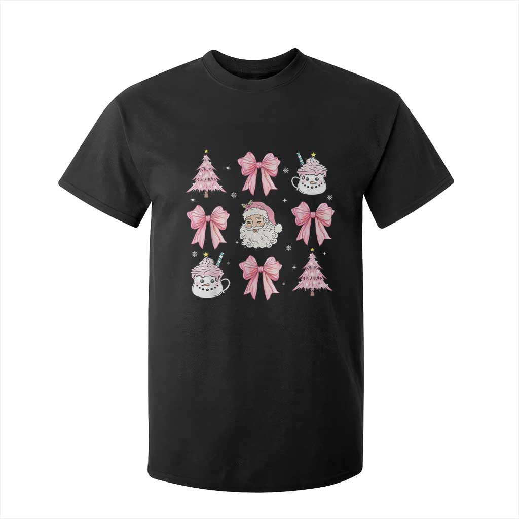Pink Christmas Coquette Bow T Shirt For Kid Santa Festive Xmas Vibe TS02 Black Print Your Wear