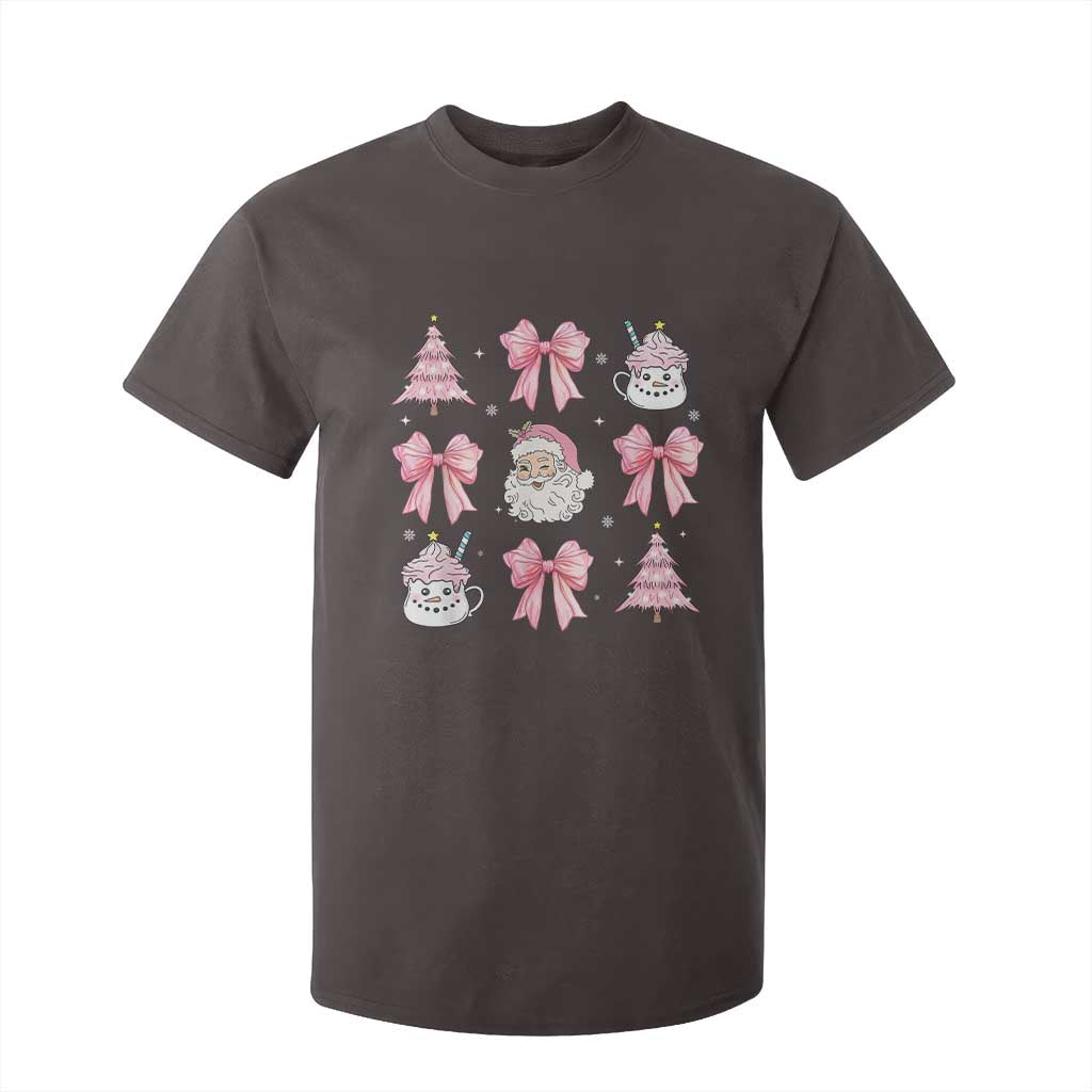 Pink Christmas Coquette Bow T Shirt For Kid Santa Festive Xmas Vibe TS02 Dark Chocolate Print Your Wear