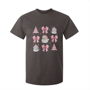 Pink Christmas Coquette Bow T Shirt For Kid Santa Festive Xmas Vibe TS02 Dark Chocolate Print Your Wear