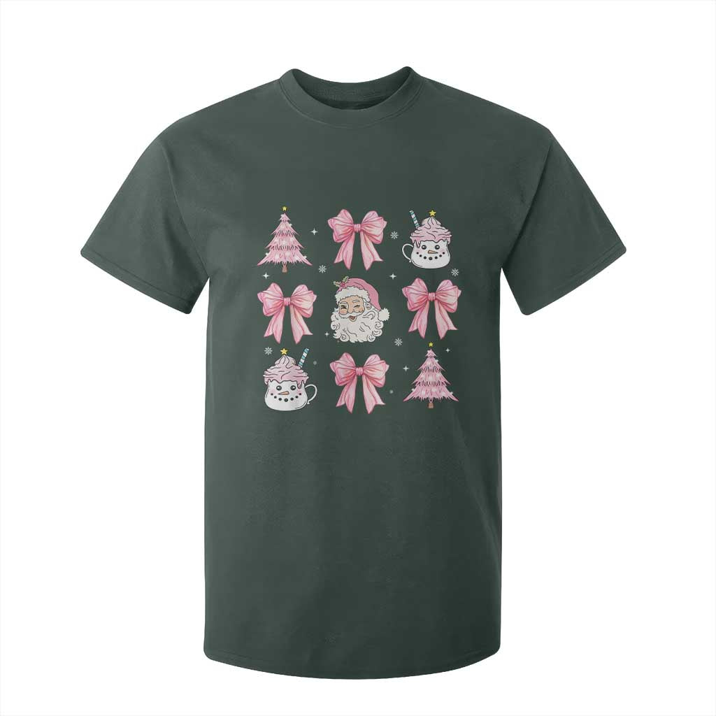 Pink Christmas Coquette Bow T Shirt For Kid Santa Festive Xmas Vibe TS02 Dark Forest Green Print Your Wear
