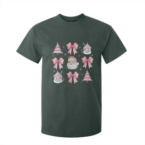 Pink Christmas Coquette Bow T Shirt For Kid Santa Festive Xmas Vibe TS02 Dark Forest Green Print Your Wear