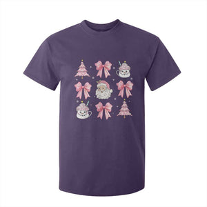 Pink Christmas Coquette Bow T Shirt For Kid Santa Festive Xmas Vibe TS02 Purple Print Your Wear