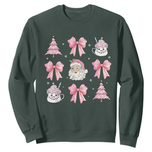 Pink Christmas Coquette Bow Sweatshirt Santa Festive Xmas Vibe TS02 Dark Forest Green Print Your Wear