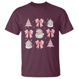 Pink Christmas Coquette Bow T Shirt Santa Festive Xmas Vibe TS02 Maroon Print Your Wear