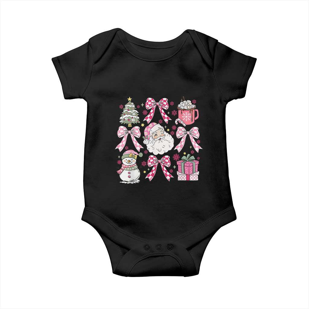 Retro Santa Claus Pink Coquette Bow Baby Onesie Festive Xmas Vibe TS02 Black Print Your Wear