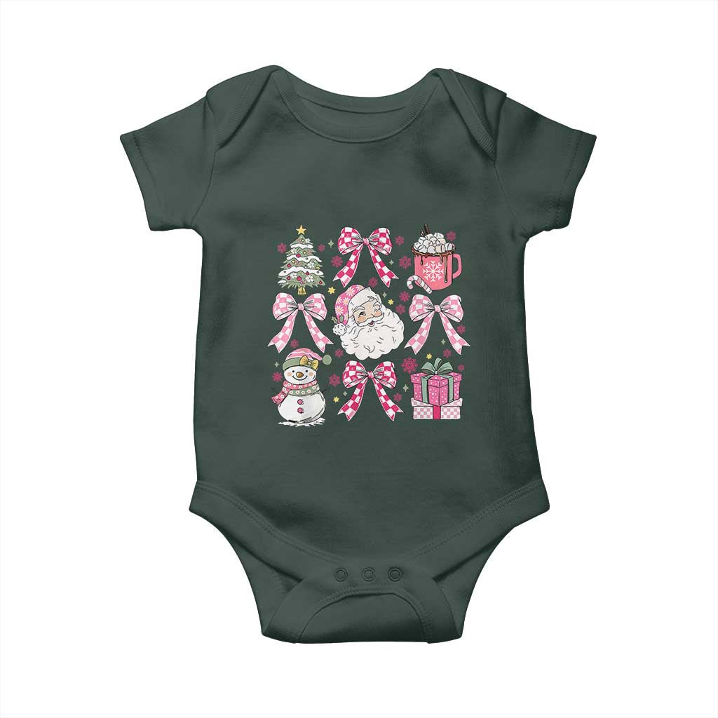 Retro Santa Claus Pink Coquette Bow Baby Onesie Festive Xmas Vibe TS02 Print Your Wear