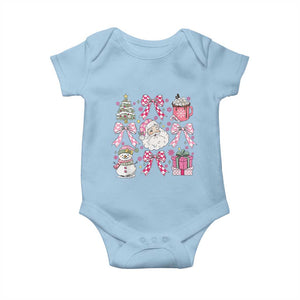 Retro Santa Claus Pink Coquette Bow Baby Onesie Festive Xmas Vibe TS02 Light Blue Print Your Wear