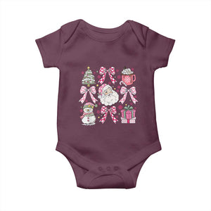 Retro Santa Claus Pink Coquette Bow Baby Onesie Festive Xmas Vibe TS02 Maroon Print Your Wear