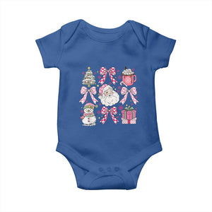 Retro Santa Claus Pink Coquette Bow Baby Onesie Festive Xmas Vibe TS02 Royal Blue Print Your Wear