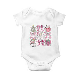 Retro Santa Claus Pink Coquette Bow Baby Onesie Festive Xmas Vibe TS02 White Print Your Wear