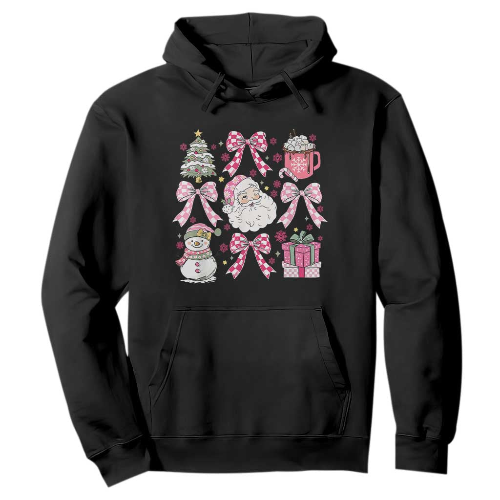 Retro Santa Claus Pink Coquette Bow Hoodie Festive Xmas Vibe TS02 Black Print Your Wear