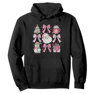 Retro Santa Claus Pink Coquette Bow Hoodie Festive Xmas Vibe TS02 Black Print Your Wear