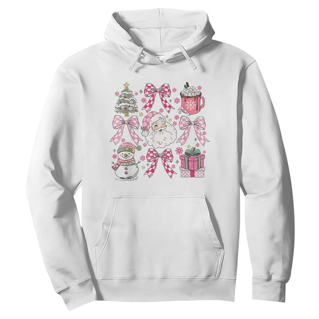 Retro Santa Claus Pink Coquette Bow Hoodie Festive Xmas Vibe TS02 White Print Your Wear