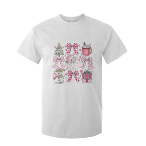 Retro Santa Claus Pink Coquette Bow T Shirt For Kid Festive Xmas Vibe TS02 White Print Your Wear