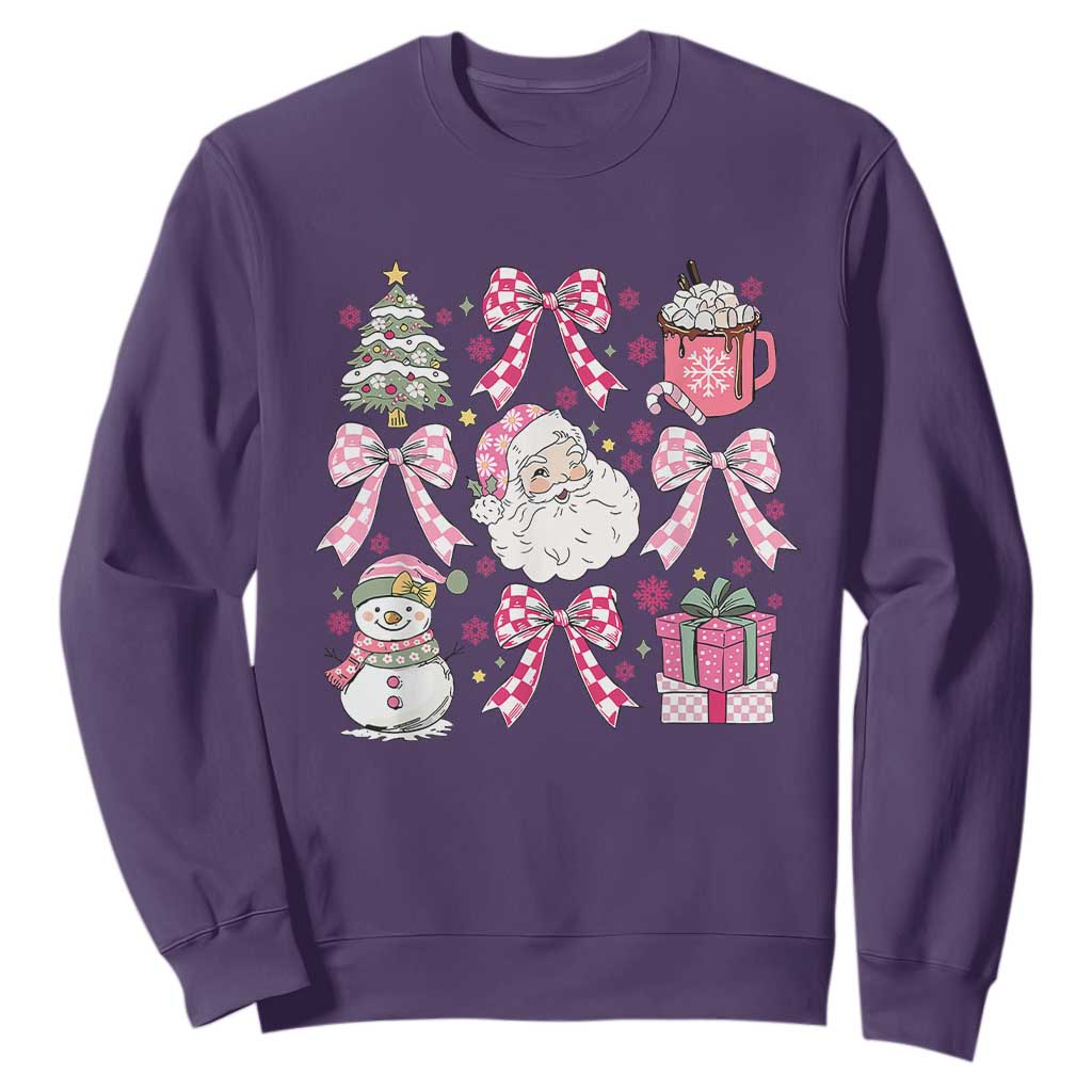 Retro Santa Claus Pink Coquette Bow Sweatshirt Festive Xmas Vibe TS02 Purple Print Your Wear