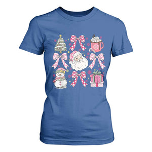 Retro Santa Claus Pink Coquette Bow T Shirt For Women Festive Xmas Vibe TS02 Royal Blue Print Your Wear