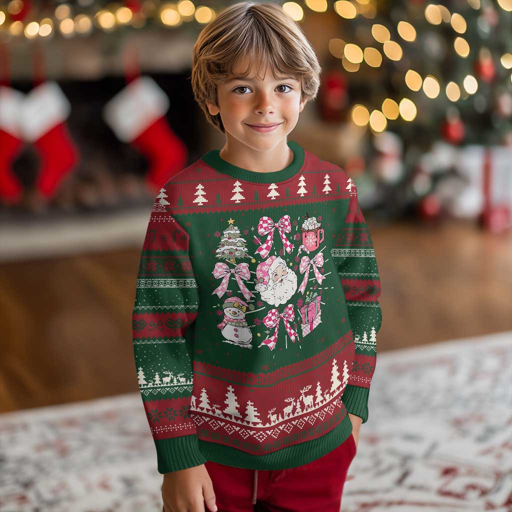 Retro Santa Claus Pink Coquette Bow Ugly Christmas Sweater Festive Xmas Vibe TS02 Christmas Print Your Wear