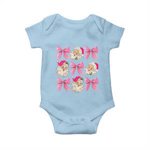 Vintage Pink Christmas Coquette Bow Baby Onesie Santa Claus Festive Xmas Vibe TS02 Light Blue Print Your Wear