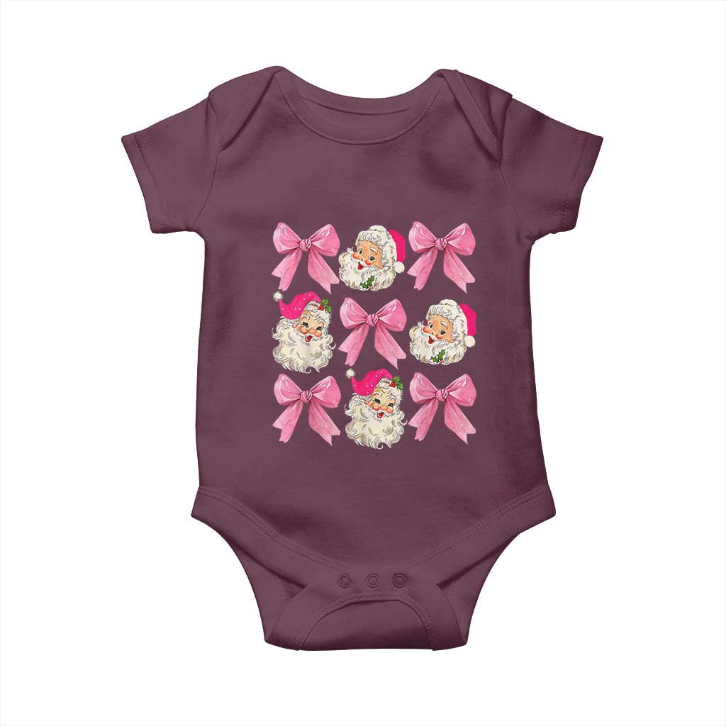 Vintage Pink Christmas Coquette Bow Baby Onesie Santa Claus Festive Xmas Vibe TS02 Maroon Print Your Wear