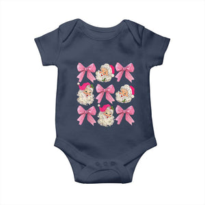Vintage Pink Christmas Coquette Bow Baby Onesie Santa Claus Festive Xmas Vibe TS02 Navy Print Your Wear