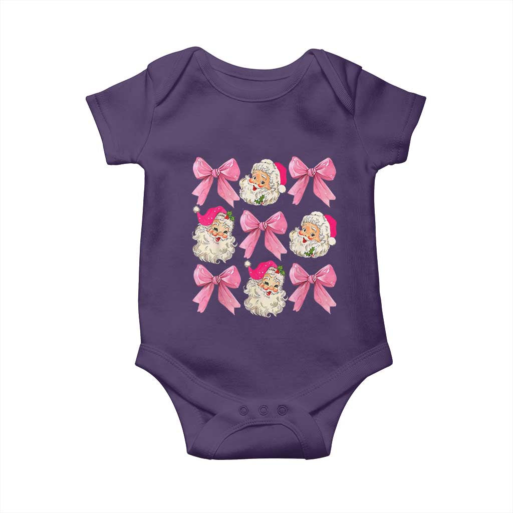 Vintage Pink Christmas Coquette Bow Baby Onesie Santa Claus Festive Xmas Vibe TS02 Purple Print Your Wear