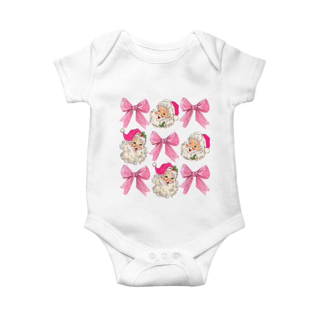 Vintage Pink Christmas Coquette Bow Baby Onesie Santa Claus Festive Xmas Vibe TS02 White Print Your Wear