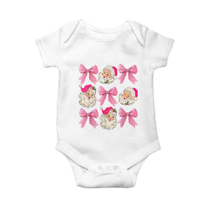 Vintage Pink Christmas Coquette Bow Baby Onesie Santa Claus Festive Xmas Vibe TS02 White Print Your Wear