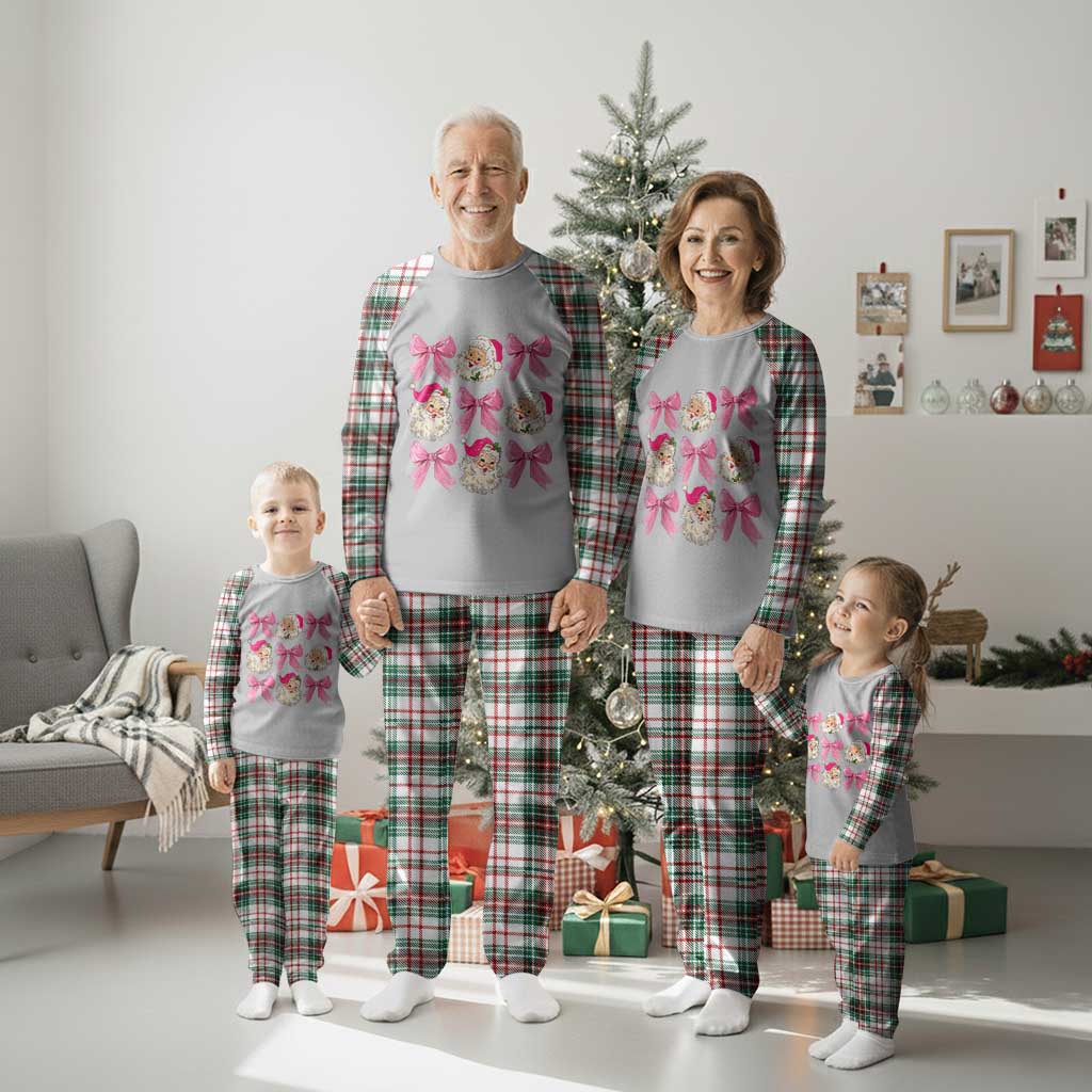 Vintage Pink Christmas Coquette Bow Plaid Pajama Set Santa Claus Festive Xmas Vibe TS02 Christmas Plaid Print Your Wear