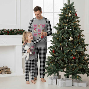 Vintage Pink Christmas Coquette Bow Plaid Pajama Set Santa Claus Festive Xmas Vibe TS02 White Plaid Print Your Wear