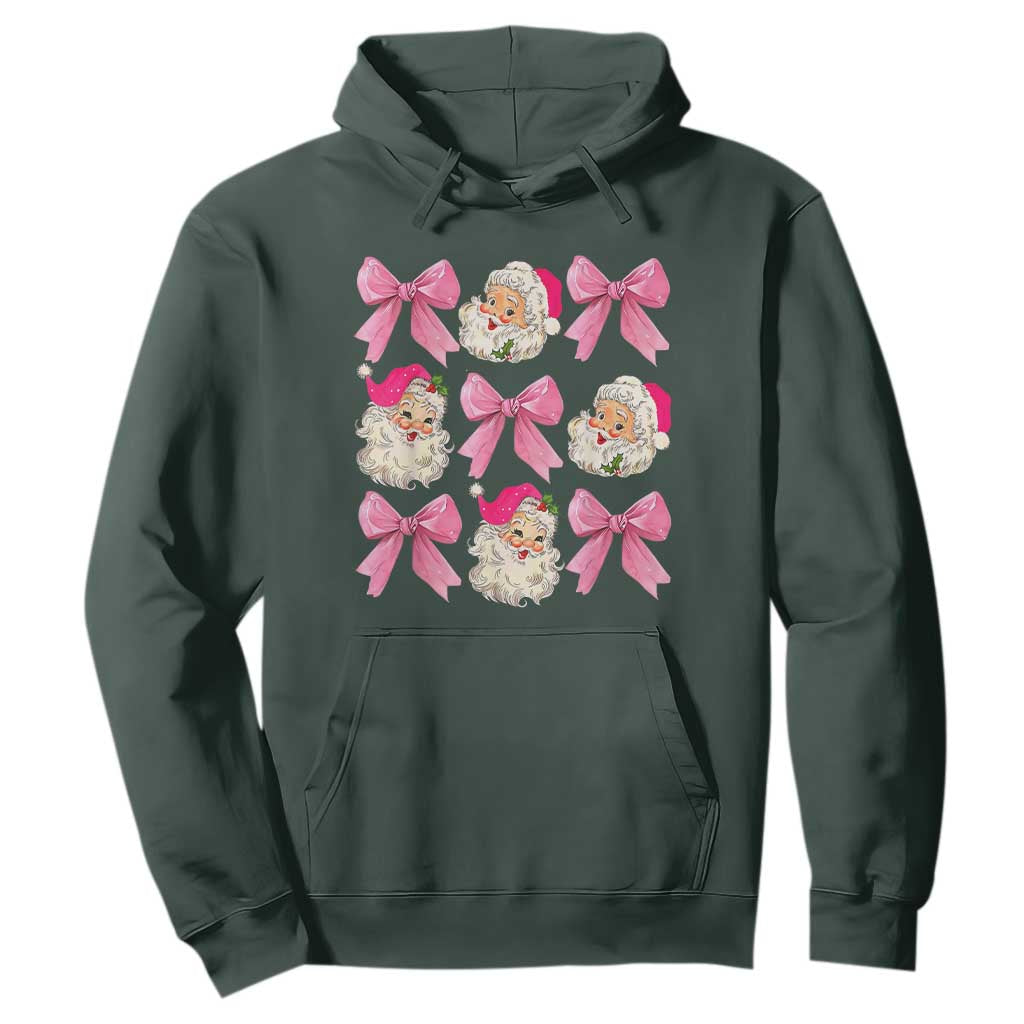 Vintage Pink Christmas Coquette Bow Hoodie Santa Claus Festive Xmas Vibe TS02 Dark Forest Green Print Your Wear