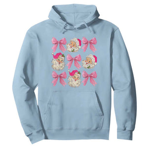 Vintage Pink Christmas Coquette Bow Hoodie Santa Claus Festive Xmas Vibe TS02 Light Blue Print Your Wear