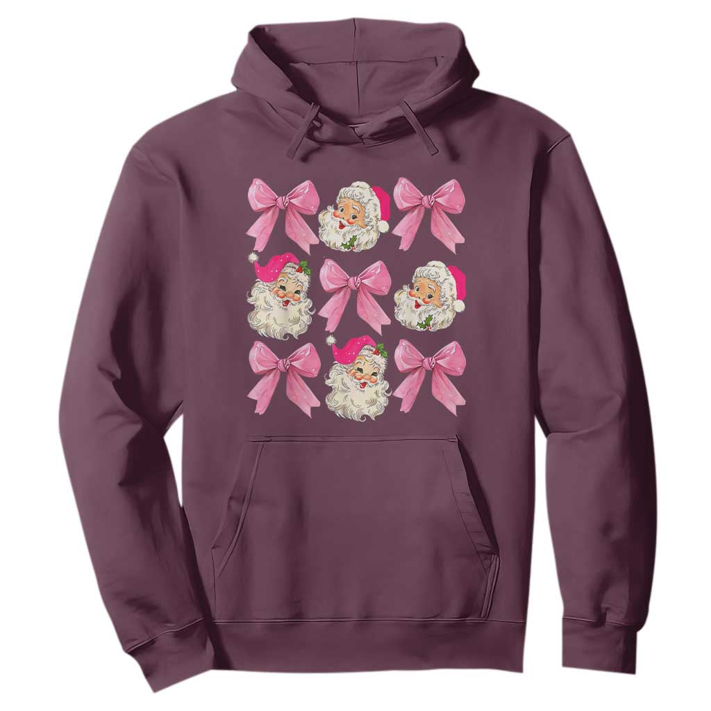 Vintage Pink Christmas Coquette Bow Hoodie Santa Claus Festive Xmas Vibe TS02 Maroon Print Your Wear