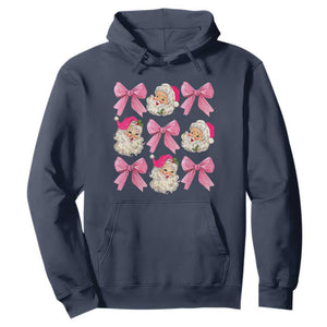 Vintage Pink Christmas Coquette Bow Hoodie Santa Claus Festive Xmas Vibe TS02 Navy Print Your Wear