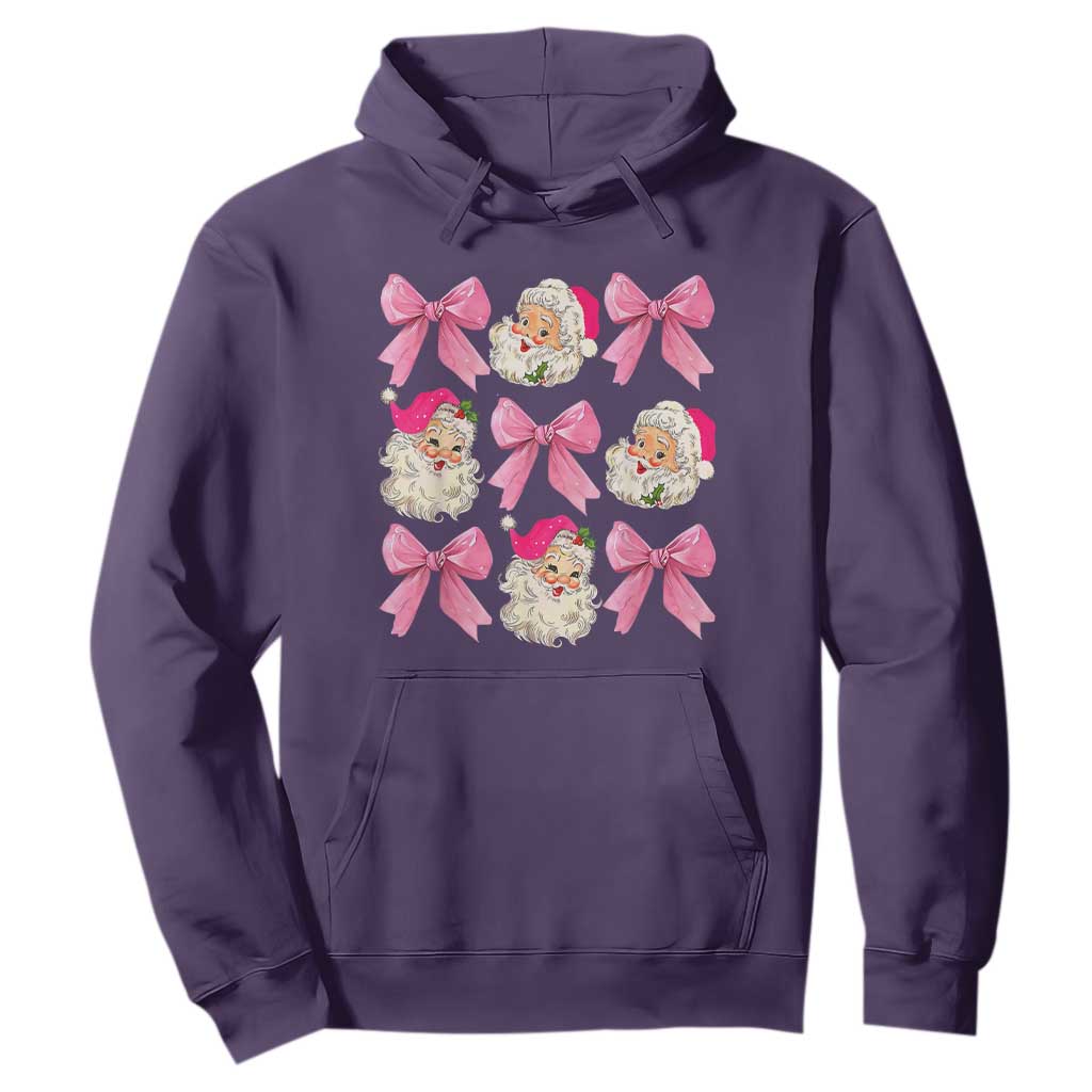 Vintage Pink Christmas Coquette Bow Hoodie Santa Claus Festive Xmas Vibe TS02 Purple Print Your Wear