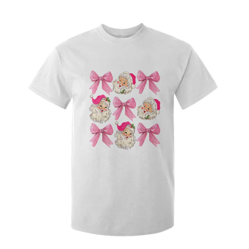 Vintage Pink Christmas Coquette Bow T Shirt For Kid Santa Claus Festive Xmas Vibe TS02 White Print Your Wear
