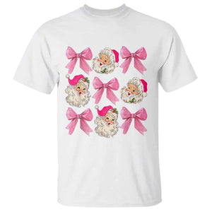 Vintage Pink Christmas Coquette Bow T Shirt Santa Claus Festive Xmas Vibe TS02 White Print Your Wear