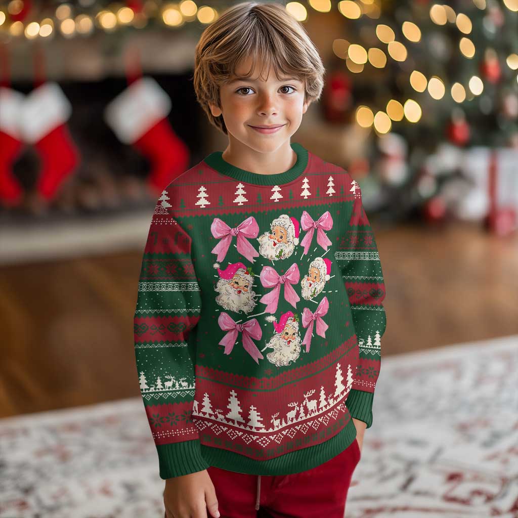 Vintage Pink Christmas Coquette Bow Ugly Christmas Sweater Santa Claus Festive Xmas Vibe TS02 Christmas Print Your Wear
