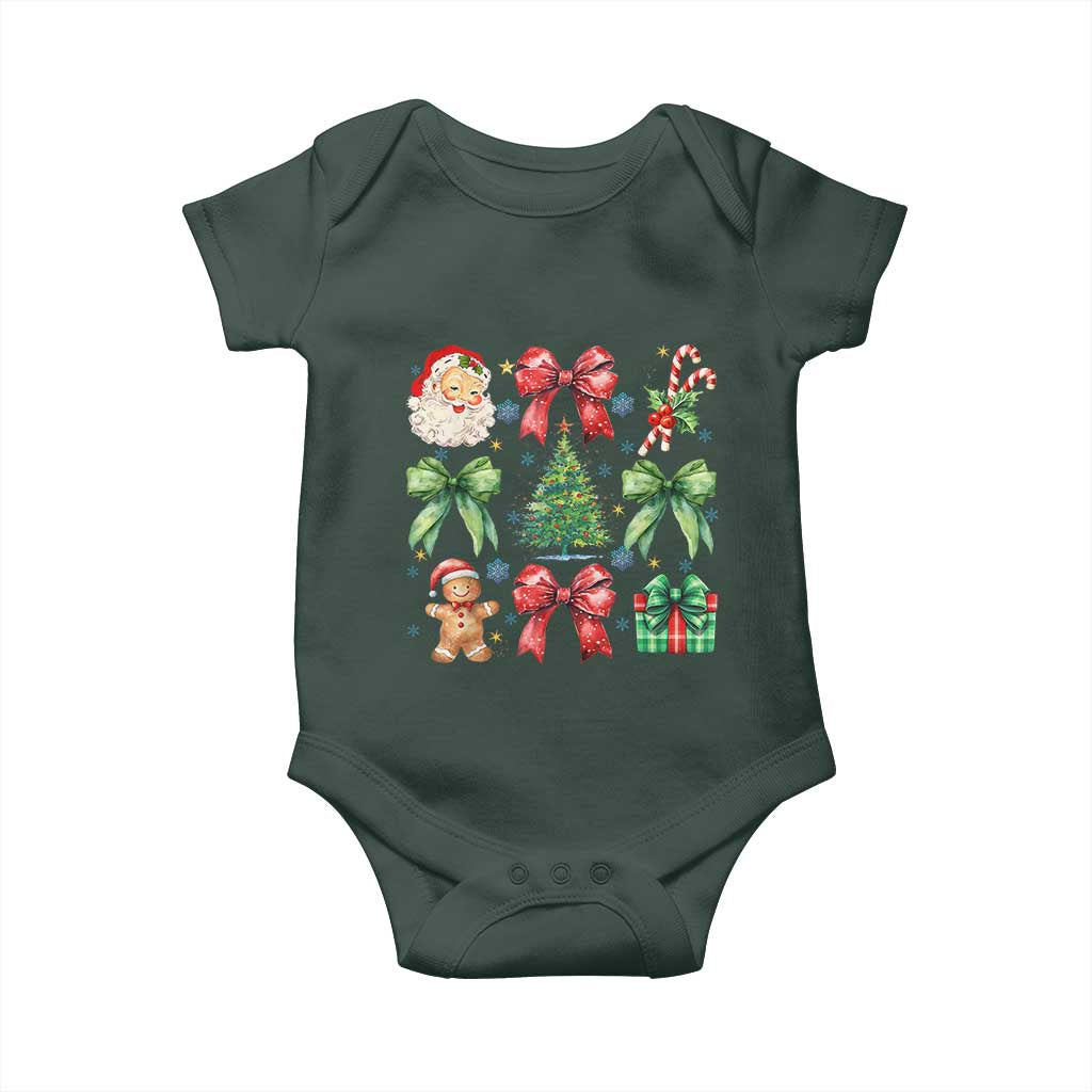 Christmas Tree Retro Coquette Bow Baby Onesie Santa Claus Candy Festive Xmas Vibes TS02 Print Your Wear